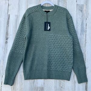 Ted Baker Mens Green Knit Pullover Sweater Large NWT Preppy Cozy Luxury Designer